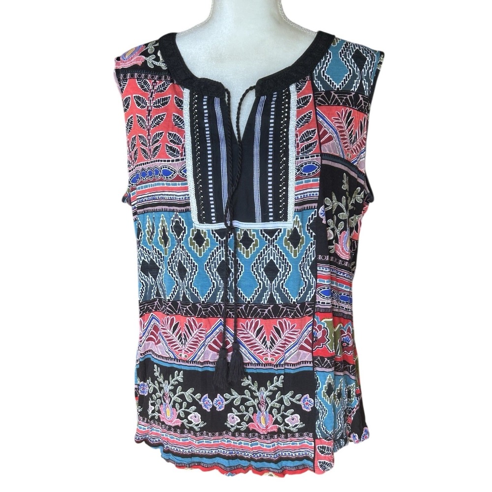Womens Plus XXL 2X‎ Top Shirt Tunic Embroidery Lace Embroidery 100% Rayon